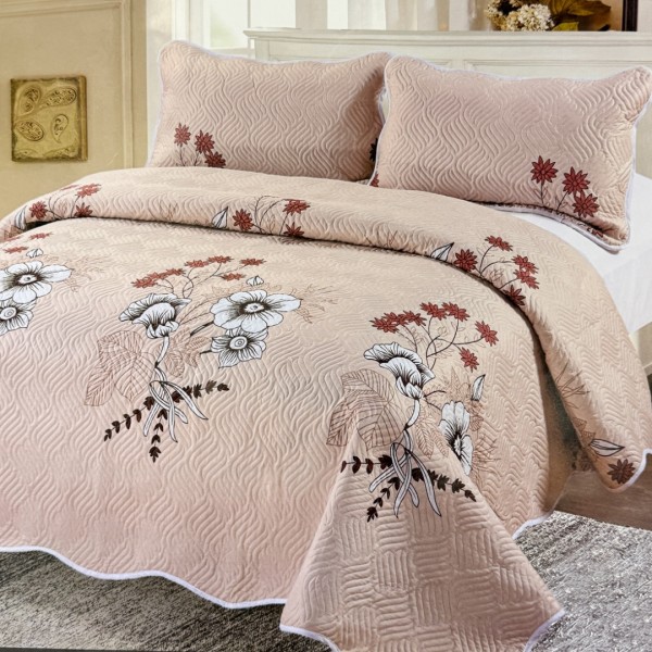 Cuvertură Pat Dublu, 3 Piese, Bumbac 100% Imprimat – Calitate Premium, cu Imprimeu Durabil, cod CSA-CV52 [1]