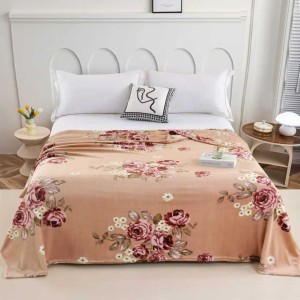 Patura pufoasa cocolino 200x230cm, 240g/mp, Bej, Flori Patura pufoasa cocolino 200x230cm, 240g/mp, Bej, Flori