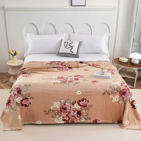 Patura pufoasa cocolino 200x230cm, 240g/mp, Bej, Flori [1]