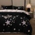 Lenjerie pat dublu, Super Pufoasa COCOLINO, 4 piese, Negru, Gri, Stelute [2]
