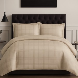 Lenjerie HoReCa DeLuxe, pat dublu, Damasc Satinat, 6 piese, Bej