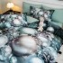 Lenjerie pat dublu, FINET, Imprimeu Digital 5D - Identic cu poza, Cu ELASTIC, 6 piese, Jojo Home, Gri, Verzui, Globulete [3]