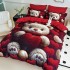 Lenjerie pat dublu, FINET, Imprimeu Digital 5D - Identic cu poza, Cu ELASTIC, 6 piese, Jojo Home, Rosu, Ursulet [2]