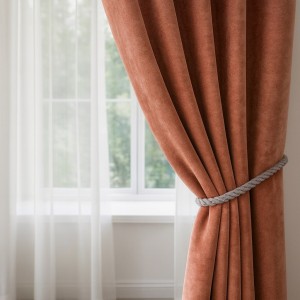 Set 2 Draperii Blackout 80%, din Catifea, Somon inchis, 140cm latime x 260cm inaltime, cu tiv lat pt bara Set 2 Draperii Blackout 80%, din Catifea, Somon inchis, 140cm latime x 260cm inaltime, cu tiv lat pt bara