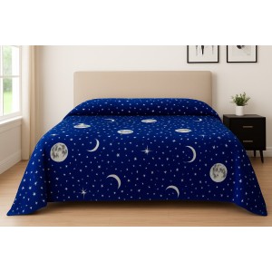 Patura pufoasa cocolino 200x230cm, 240g/mp, Albastru, Luna si Stele Patura pufoasa cocolino 200x230cm, 240g/mp, Albastru, Luna si Stele