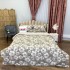 Lenjerie pat dublu, bumbac satinat, cu doua feţe, 4 piese,  Alb, Bej, Flori [2]
