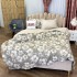 Lenjerie pat dublu, bumbac satinat, cu doua feţe, 4 piese,  Alb, Bej, Flori [8]