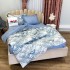 Lenjerie pat dublu, bumbac satinat, cu doua feţe, 4 piese, Alb, Albastru, Scoici [8]