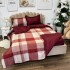 Lenjerie pat dublu, bumbac satinat, cu doua feţe, 4 piese,  Grena, Alb, Carouri [10]