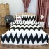 Lenjerie pat dublu, bumbac satinat, cu doua feţe, 4 piese,  Alb, Negru, Zig-Zag [2]
