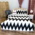 Lenjerie pat dublu, bumbac satinat, cu doua feţe, 4 piese,  Alb, Negru, Zig-Zag [4]