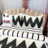 Lenjerie pat dublu, bumbac satinat, cu doua feţe, 4 piese,  Alb, Negru, Zig-Zag [5]