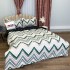 Lenjerie pat dublu, bumbac satinat, cu doua feţe, 4 piese,  Alb, Verde, Roz, Zig-Zag [9]