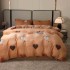Lenjerie pat dublu, Super Pufoasa COCOLINO, 4 piese, Maro Camel, inimioare [9]