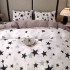 Lenjerie pat dublu, Super Pufoasa COCOLINO, 4 piese, Alb, Gri, stelute [5]