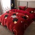 Lenjerie pat dublu, Super Pufoasa COCOLINO, 4 piese, Rosu Grena, inimioare [6]