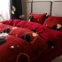Lenjerie pat dublu, Super Pufoasa COCOLINO, 4 piese, Rosu Grena, inimioare [5]