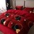 Lenjerie pat dublu, Super Pufoasa COCOLINO, 4 piese, Rosu Grena, inimioare [15]