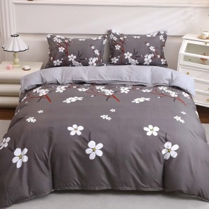 Lenjerie pat dublu cu Elastic (160x200cm si 180x200cm), bumbac satinat, Bej, Gri, flori Lenjerie pat dublu cu Elastic (160x200cm si 180x200cm), bumbac satinat, Bej, Gri, flori