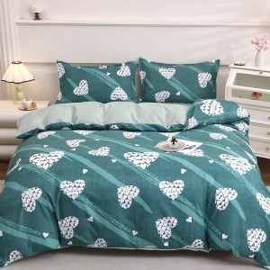 Lenjerie pat dublu cu Elastic (160x200cm si 180x200cm), bumbac satinat, Turcuaz, inimioare Lenjerie pat dublu cu Elastic (160x200cm si 180x200cm), bumbac satinat, Turcuaz, inimioare