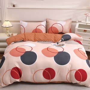 Lenjerie pat dublu cu Elastic (160x200cm si 180x200cm), bumbac satinat, Caramiziu, Crem, buline Lenjerie pat dublu cu Elastic (160x200cm si 180x200cm), bumbac satinat, Caramiziu, Crem, buline