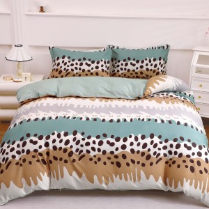 Lenjerie pat dublu cu Elastic (160x200cm si 180x200cm), bumbac satinat, Verde, Alb, Bej, abstract Lenjerie pat dublu cu Elastic (160x200cm si 180x200cm), bumbac satinat, Verde, Alb, Bej, abstract