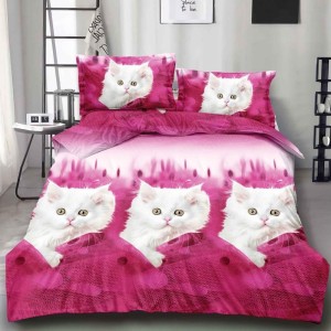 Lenjerie pat dublu cu ELASTIC (160x200cm, 180x200cm), microfibra, imprimeu 3D, Roz, pisici Lenjerie pat dublu cu ELASTIC (160x200cm, 180x200cm), microfibra, imprimeu 3D, Roz, pisici