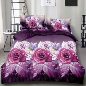 Lenjerie pat dublu cu ELASTIC (160x200cm, 180x200cm), microfibra, imprimeu 3D, Mov, trandafiri Lenjerie pat dublu cu ELASTIC (160x200cm, 180x200cm), microfibra, imprimeu 3D, Mov, trandafiri
