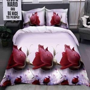 Lenjerie pat dublu cu ELASTIC (160x200cm, 180x200cm), microfibra, imprimeu 3D, Lila, trandafiri Lenjerie pat dublu cu ELASTIC (160x200cm, 180x200cm), microfibra, imprimeu 3D, Lila, trandafiri