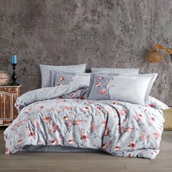 Lenjerie Pat Dublu, Bumbac 100% Poplin, 4 piese, Hobby Benita – Gri [1]
