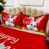 Lenjerie de Pat Dublu,  Finet, Imprimeu Digital cu Iepuras si Oua, IDENTIC CU POZA, 4 Piese, Rosu [7]