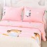 Cuvertura Matlasata din Bumbac Satinat, cu Bordura în Valuri (180x220 cm) + 2 Fete de Perna (60x80 cm), Crem cu Roz, Vulpite [2]