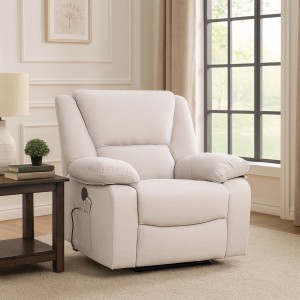 Fotoliu Cu Masaj Și Încălzire, Recliner Electric, Bej Fotoliu Cu Masaj Și Încălzire, Recliner Electric, Bej
