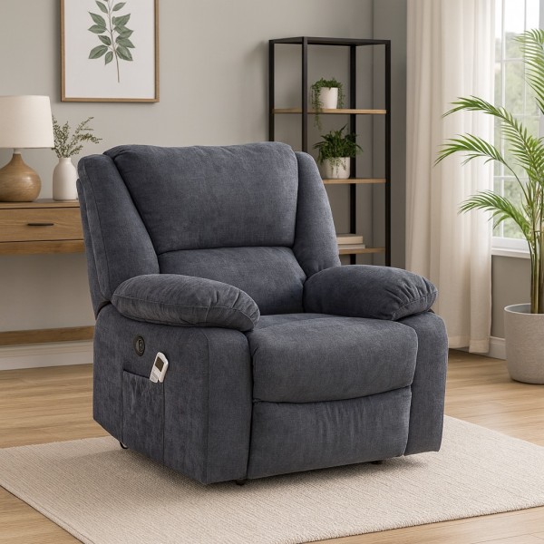 Fotoliu Cu Masaj Și Încălzire, Recliner Electric, Gri Inchis [1]