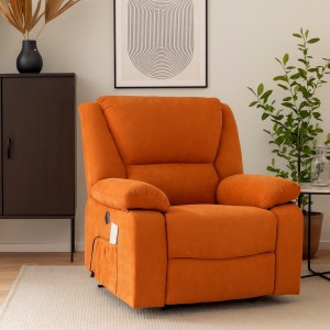 Fotoliu Cu Masaj Și Încălzire, Recliner Electric, Portocaliu Fotoliu Cu Masaj Și Încălzire, Recliner Electric, Portocaliu