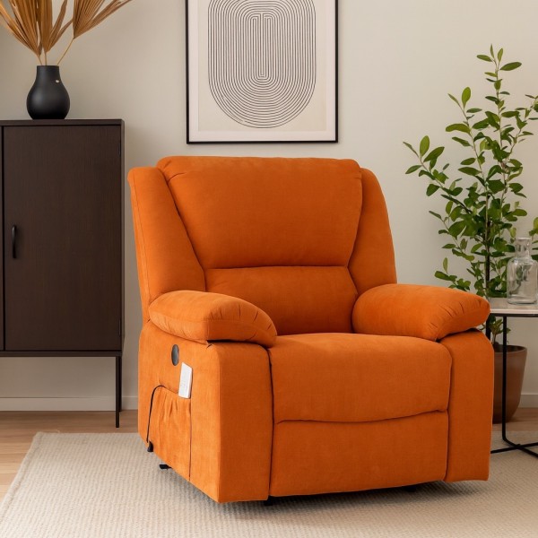 Fotoliu Cu Masaj Și Încălzire, Recliner Electric, Portocaliu [1]