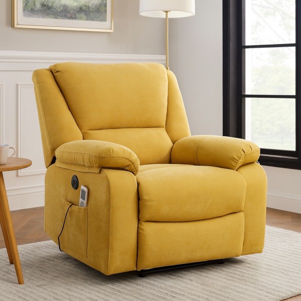 Fotoliu Cu Masaj Și Încălzire, Recliner Electric, Galben [1]