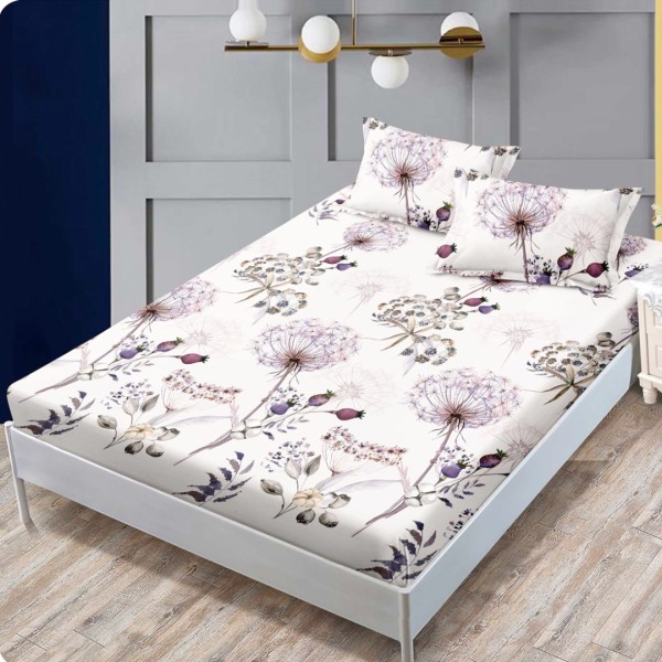 Cearsaf cu elastic, Bumbac FINET, 160x200cm, 2 fete de perne 50x70cm, Bej, Papadii [1]