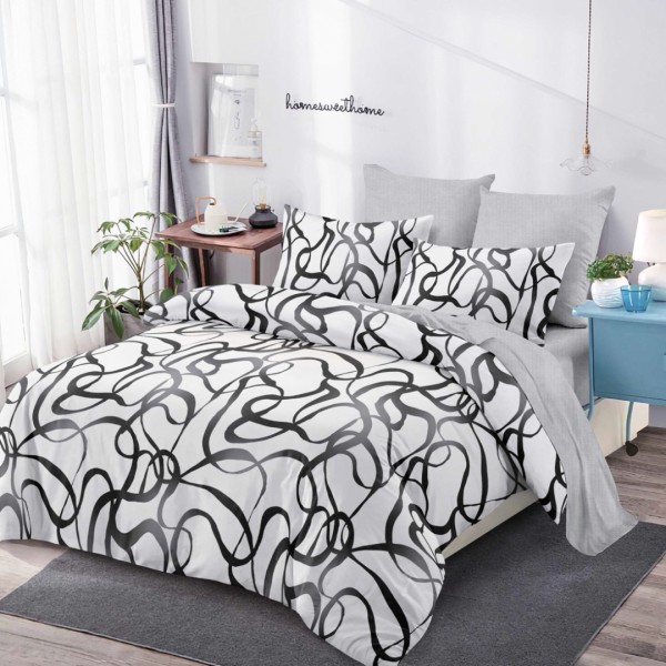 Lenjerie Pat Dublu (140x200cm, 160x200cm, 180x200cm), FINET, 6 piese, Gri, Model Clasic [1]