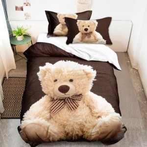 Lenjerie pat 1 PERSOANA (90x200cm, 100x200cm, 120x200cm), BUMBAC FINET, 4 piese, Identică cu Poza, Imprimeu Digital, Maro, Ursulet Lenjerie pat 1 PERSOANA (90x200cm, 100x200cm, 120x200cm), BUMBAC FINET, 4 piese, Identică cu Poza, Imprimeu Digital, Maro, Ursulet