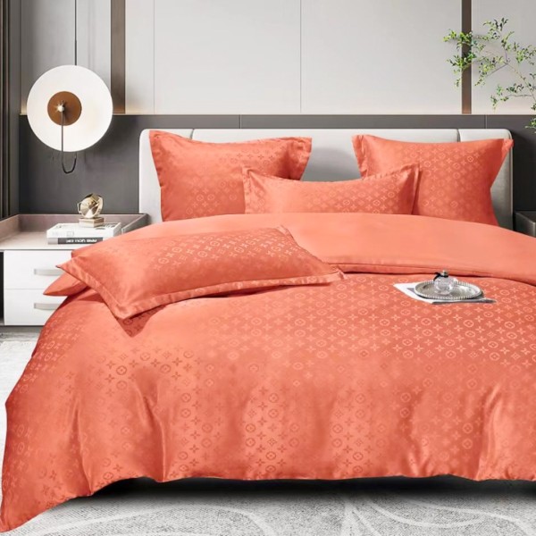 Lenjerie de Pat Dublu (140x200cm, 160x200cm, 180x200cm), Jacquard Finetat, 6 Piese, Luciu Satinat Rafinat și Confort Premium, Cărămiziu, Stelute [1]