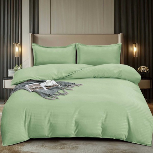 Lenjerie HoReCa, pat dublu, Damasc Finetat Deluxe, 4 piese, Pucioasa, Verde deschis [1]