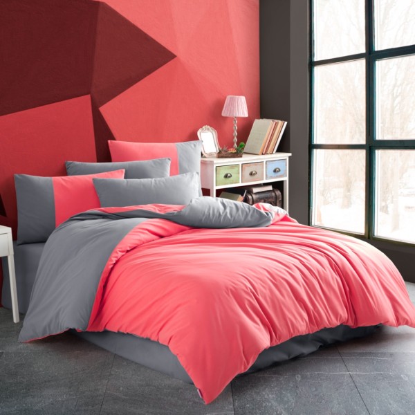 Lenjerie Pat Dublu, Bumbac 100% Poplin, 6 piese, Hobby Diamond Uni – Koral [1]
