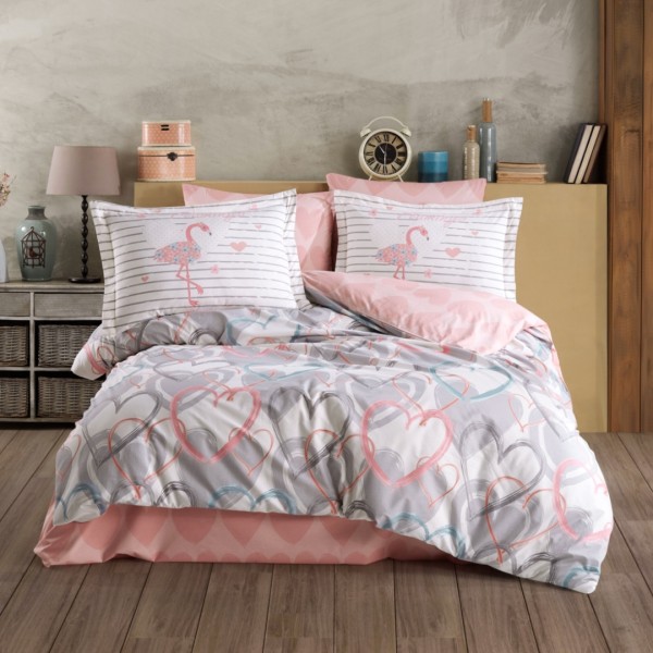 Lenjerie Pat Dublu, Bumbac 100% Poplin, 4 piese, Hobby Diana – Gri [1]