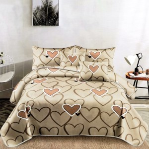 Lenjerie pat dublu, FINET, 6 piese, Bej, Inimioare Lenjerie pat dublu, FINET, 6 piese, Bej, Inimioare