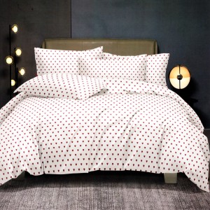 Lenjerie pat dublu, FINET, 6 piese, Alb, Inimioare Rosii Lenjerie pat dublu, FINET, 6 piese, Alb, Inimioare Rosii