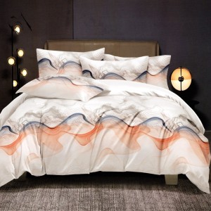 Lenjerie pat dublu, FINET Satinat, 6 piese, Multicolor, Abstract