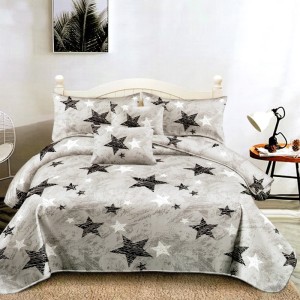 Lenjerie pat dublu, FINET, 6 piese, Verde, Flori Gri Lenjerie pat dublu, FINET, 6 piese, Verde, Flori Gri