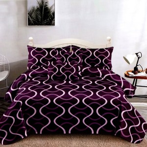 Lenjerie pat dublu, FINET Satinat, 6 piese, Mov, Dungi Lenjerie pat dublu, FINET Satinat, 6 piese, Mov, Dungi