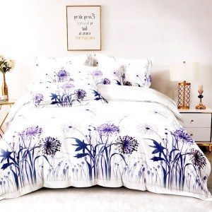 Lenjerie pat dublu, FINET, 6 piese, Alb, Mov, Papadii Lenjerie pat dublu, FINET, 6 piese, Alb, Mov, Papadii